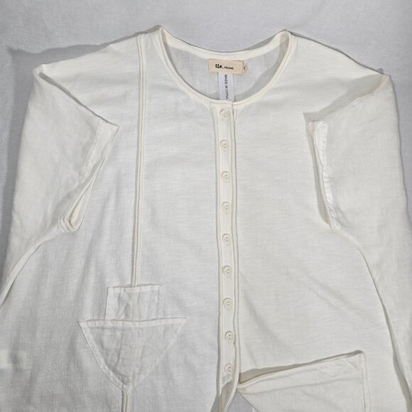 CHEYENNE Zen Lagenlook IVORY Mixed Media Linen-Cotton Blouse OVERSIZED Size L/XL - Picture 9 of 17